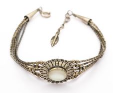 Vintage Mother Of Pearl Sterling Silver Bracelet