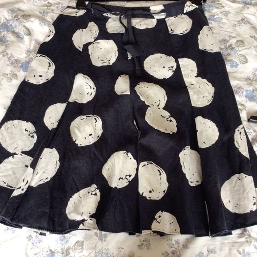 Hobbs Navy Blue & White Full  Linen Skirt Uk 12 including postage