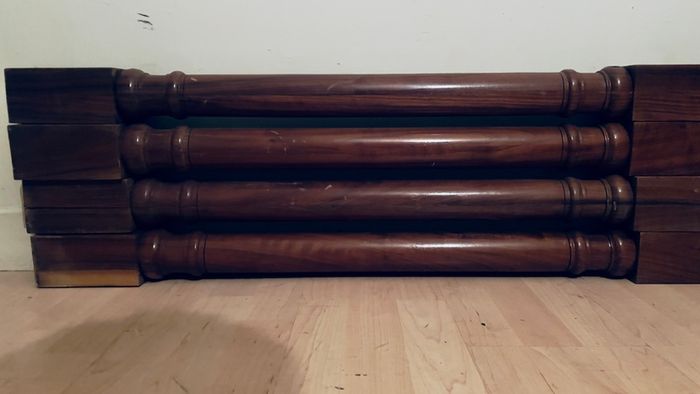 4 Solid Walnut Hand Turned Pillasters