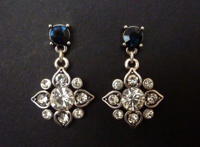 Sapphire Stone Vintage Style Silver Earrings