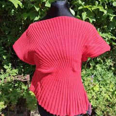 Beautiful red knitted cinched pleated top by ASOS DESIGN.