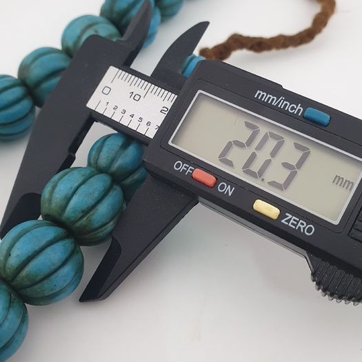 Antique African Turqouise Blue Melon Shape Beads Necklace Strands