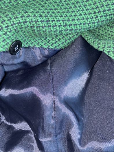 Green Tweed Textured Weave Jacket with Gold Buttons from Zara