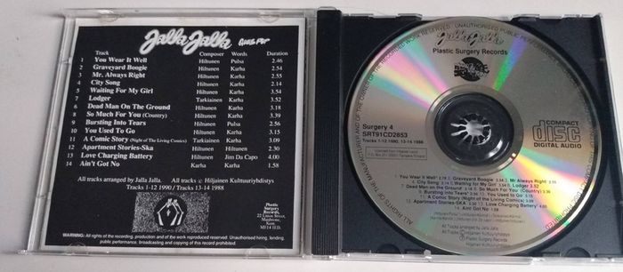 Jalla Jalla - Jalla Jalla CD (1991) Plastic Surgery SURGERYCD 04 RARE Finnish Punk VG+