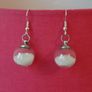 Handmade pearl white sand earrings sterling silver hooks Image 2