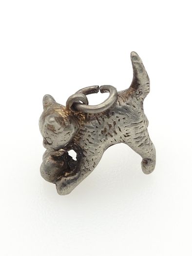 Vintage Cat Silver Charm