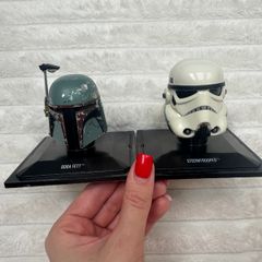 STAR WARS Stormtrooper Boba Fett Helmet 1/5 Collection MISB Used Part of Stormtrooper's head is Yellow Damaged Boxes Please see photos