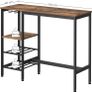 _Bar table, high table, 110 x 40 x 90 cm, with holders for wine glasses and bottles, kitchen table, for living room, kitchen, industrial design, vintage brown-black Image 2