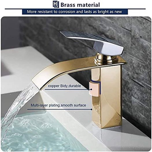 Waterfall Bathroom Faucet Wash Basin Mixer Tap Hot and Cold Water Sink Taps Single Handle Basin Taps Mixer Bathroom Tap Accessories Chrome Brass (FREE POSTAGE)