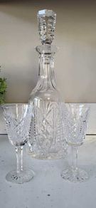 Waterford Crystal Glass Decanter and 2 Glasses