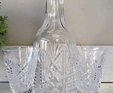 Waterford Crystal Glass Decanter and 2 Glasses