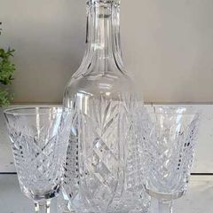 Waterford Crystal Glass Decanter and 2 Glasses