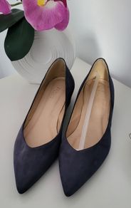 El Cortes Ingles navy suede pointed court shoes Sz 41 (Fit 7-7.5Uk) - Bnwt Rrp 59.99
