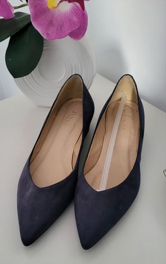 El Cortes Ingles navy suede pointed court shoes Sz 41 (Fit 7-7.5Uk) - Bnwt Rrp 59.99