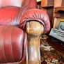 Genuine Italian Burgandy Real Leather Armchairs Image 4
