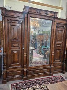 Huge Antique Breakfront Armoire Triple Wardrobe