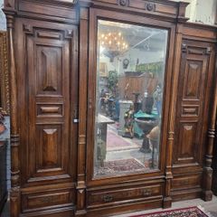 Huge Antique Breakfront Armoire Triple Wardrobe