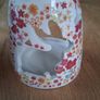 Pair of ceramic bunny wax melt burners - floral design Image 3
