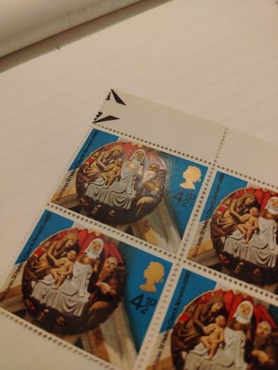 Block of UK 1974 Royal Mail Christmas Stamp 4.5p
