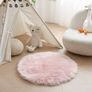 MULTIPLE SIZES AVAILABLE Round Shaggy Rugs Faux Fur Rug Soft Bedroom Rugs Woolen Floor Carpet Mats, Pink/Diam 20 inch Image 2