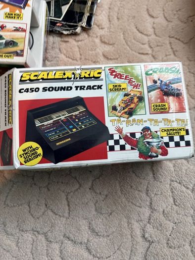Vintage 1980s Scalextric Lot, Sound Track, Fuel Tank, Pitstop Set, Track and Controllers