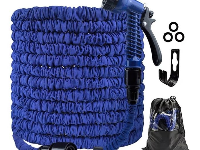 100FT Garden Hoses Expandable with 3/4", 1/2" Fittings, Expanding Magic Hose, with 7 Function Spray Nozzle, Anti-Leakage Latex Core Hosepipe (30M)