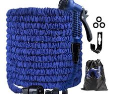 100FT Garden Hoses Expandable with 3/4", 1/2" Fittings, Expanding Magic Hose, with 7 Function Spray Nozzle, Anti-Leakage Latex Core Hosepipe (30M)