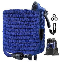 100FT Garden Hoses Expandable with 3/4", 1/2" Fittings, Expanding Magic Hose, with 7 Function Spray Nozzle, Anti-Leakage Latex Core Hosepipe (30M)