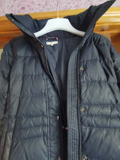 Tommy Hilfiger navy puffer jacket with faux fur hood