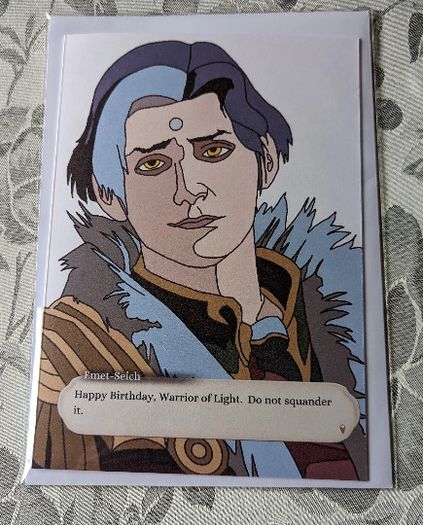 Customisable Final Fantasy XIV 14 Emet Selch Ascian Birthday A5 Card, Perfect for gifts, or funny card for Video Game Fans