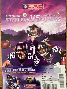 Steelers vs Vikings programme, ticket and scarf