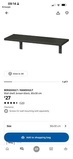 IKEA BERGSHULT / RAMSHULT - Wall Shelves with Brackets -  Black Brown