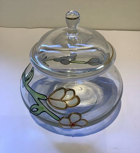 Vintage Paul Nagel Tiffany Style Glass Lidded Jar