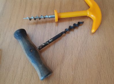 2 vintage corkscrews, with Wooden & Plastic handles