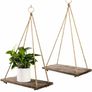 Rustic Shelf 2 Pcs Wooden Floating Shelves with Rope 16.7 inch x 5.4 inch Image 3