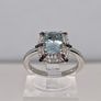 Aquamarine, White Zircon Coffee Zircon Ring in Rhodium Overlay Sterling Silver Image 9