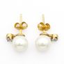 925 Silver Faux Pearl Cubic Zirconia Stud Earrings Image 3