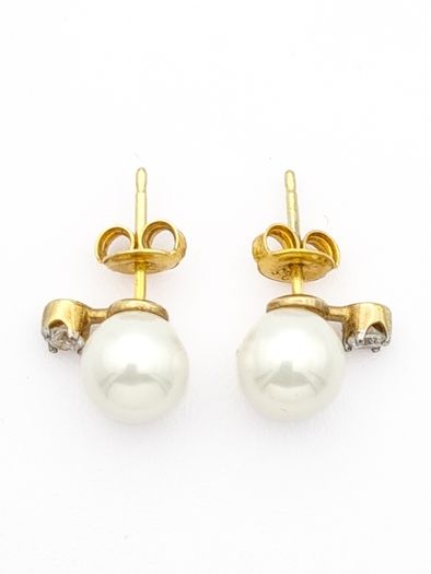 925 Silver Faux Pearl Cubic Zirconia Stud Earrings