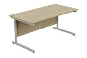 New Straight Office Desk with Cantilever Legs W1600 x D800mm - Urban Oak