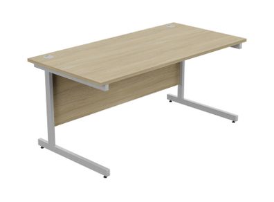 New Straight Office Desk with Cantilever Legs W1600 x D800mm - Urban Oak