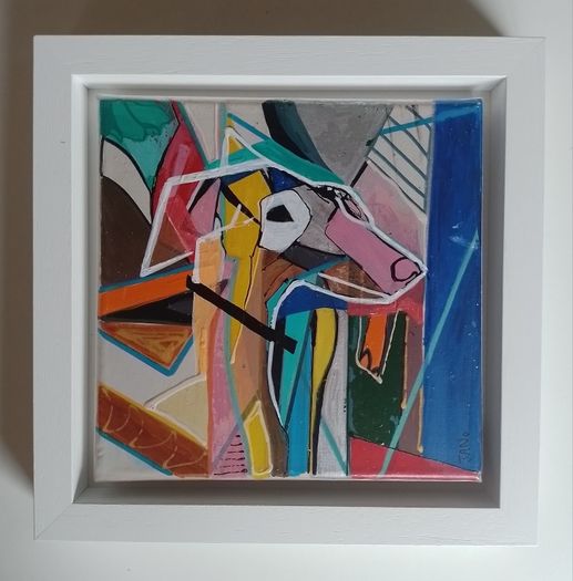 Original Painting of a Dog Framed Original Abstract Painting of Dog  Fauvist Art Figurative Art
