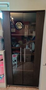 Ikea bookcase with glass doors on large