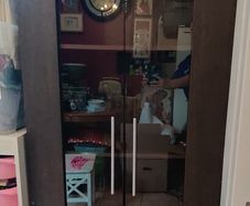 Ikea bookcase with glass doors on large