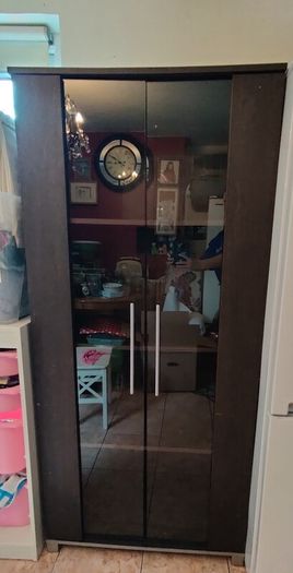 Ikea bookcase with glass doors on large