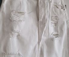 PRIMARK White Denim Ripped Skirt Sz 14