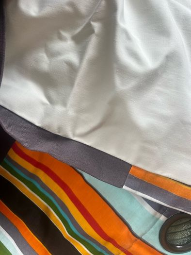 Eyelet Curtain Grey & Multicolour Stripes