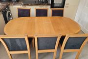 Dining table and chairs.