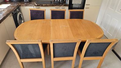 Dining table and chairs.