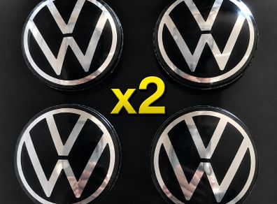 (x 2 Sets) Volkswagen 65mm Centre Caps (New Logo) FREE Delivery