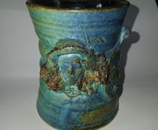 Michael Kennedy Studio Pottery Musical Themed Face Mug